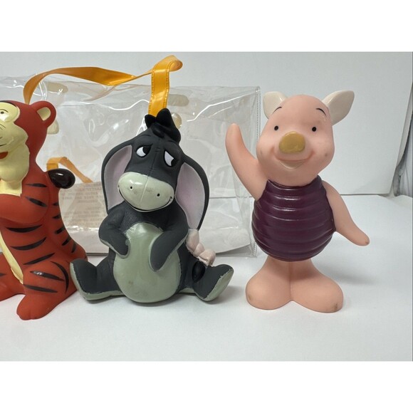 Vintage Disney Winnie The Pooh Piglet Eeyore Tigger 5” Rubber Squeaky Tub Toys 4 - Picture 6 of 9